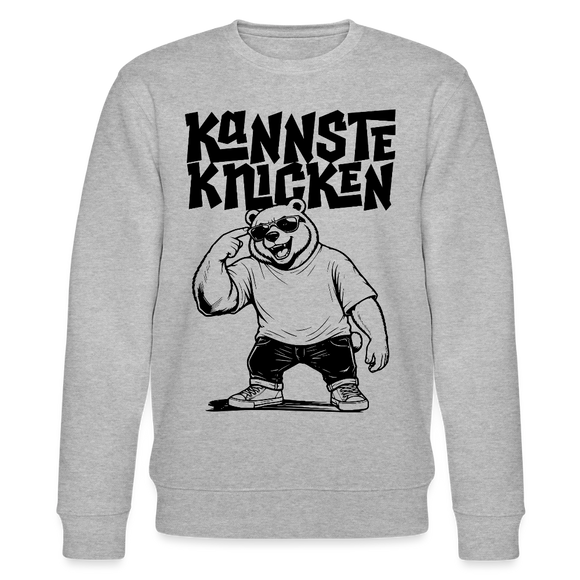 Berliner Spruch-KANNNSTE KNICKEN-Unisex Bio-Sweatshirt mit Berliner Bär - Grau meliert