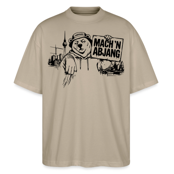 Dit ehrliche Berlin Shirt-MACH 'N ABJANG-Oversized Unisex Bio T-Shirt - Steingrau