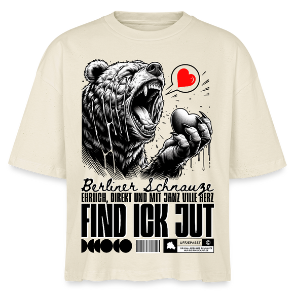 Berlin Souvenir-FIND ICK JUT-Frauen Boxy Bio-T-Shirt - Weißgrau