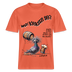 hellrotes, schweres und locker geschnittenes Bio-Shirt mit originellem Druck: Der Berliner Spruch „wat kiekstn so?“ steht prominent über einer gezeichneten, zersausten Taube mit Bierfass und Bierglas. Rechts daneben ist ein weiterer Berliner Spruch aufgedruckt: „säufste, stirbste säufste nich, stirbste ooch also säufste!“ – dieses Bio-Shirt verbindet witzige Berliner Sprüche mit urbanem Stil.