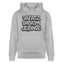 Berliner Kultspruch-VAFATZ DA VOM JELÄNDE-Unisex Bio-Hoodie - Grau meliert