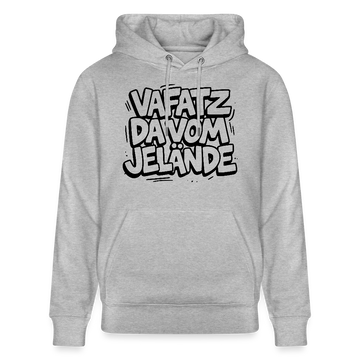 Berliner Kultspruch-VAFATZ DA VOM JELÄNDE-Unisex Bio-Hoodie - Grau meliert