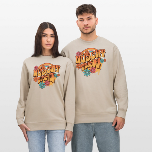 BERLINER RETRO-NÜSCHT MUSS ICK-Unisex Bio-Sweatshirt - Beige
