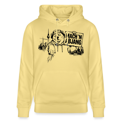 Berliner Spruch- MACH 'N ABJANG -Unisex Bio-Hoodie - Gelb Viva 