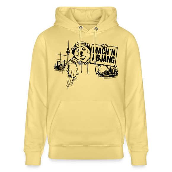 Berliner Spruch- MACH 'N ABJANG -Unisex Bio-Hoodie - Gelb Viva 