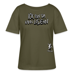 ICK BIN DA-Rundhals Frauen Bio-T-Shirt - Khaki