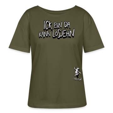 ICK BIN DA-Rundhals Frauen Bio-T-Shirt - Khaki