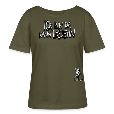 ICK BIN DA-Rundhals Frauen Bio-T-Shirt - Khaki