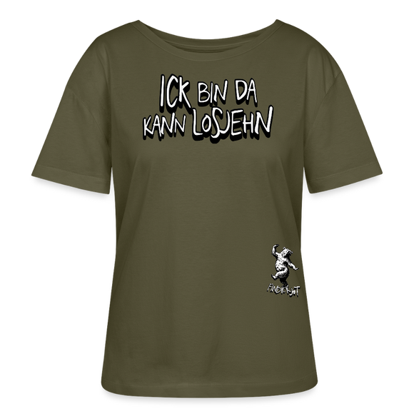 ICK BIN DA-Rundhals Frauen Bio-T-Shirt - Khaki