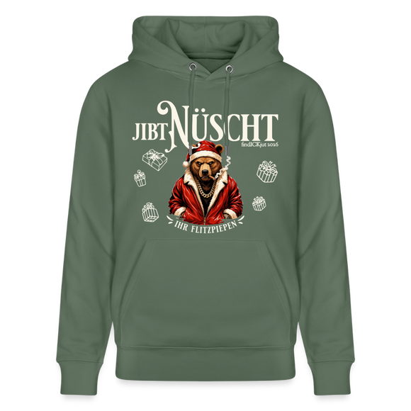 JIBT NÜSCHT-Unisex Bio-Hoodie-mit Berliner Bär - Tanngrün