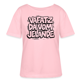 Berliner Spruch-VAFATZ DA VOM JELÄNDE-Rundhals Frauen Bio-T-Shirt-hell - Hellrosa