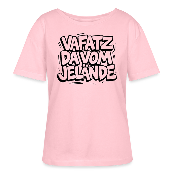Berliner Spruch-VAFATZ DA VOM JELÄNDE-Rundhals Frauen Bio-T-Shirt-hell - Hellrosa
