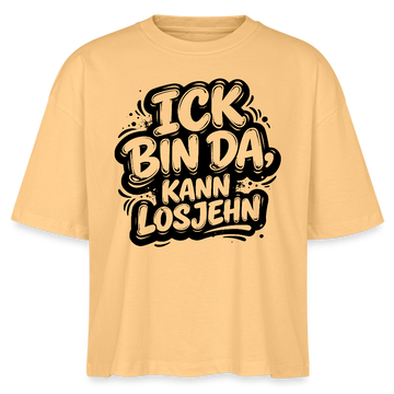 ICK BIN DA, KANN LOSJEHN-Frauen Boxy Bio-T-Shirt mit Berliner Schnauze - Mispel