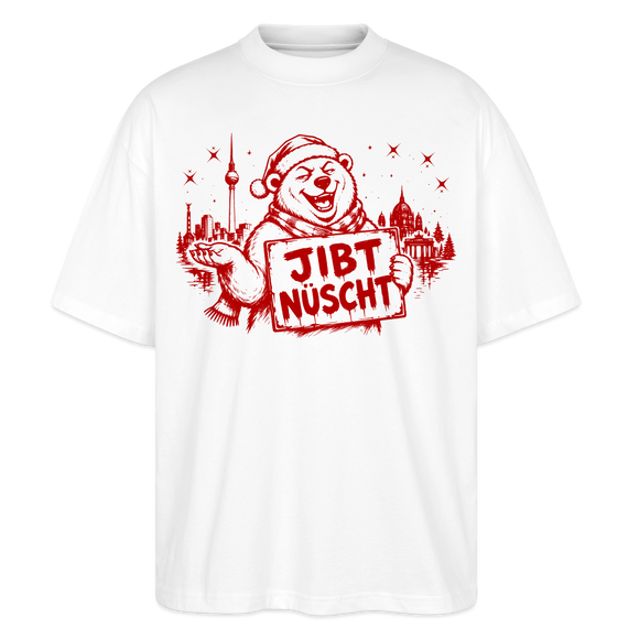 Berlin Shirt "Jibt nüscht" - Weihnachts-Oversized Unisex Bio T-Shirt - Weiß