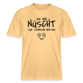 NÜSCHT FÜR SCHWACHE NERVEN-RELAXED FIT Unisex Organic T-Shirt mit Berliner Schnauze - Hellgelb
