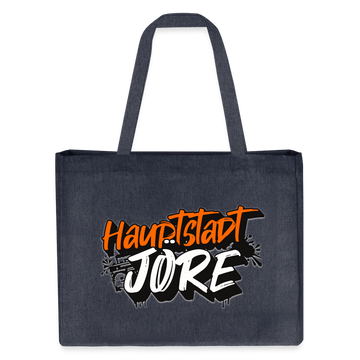 Große Einkaufstasche mit 'HAUPTSTADTJÖRE' Print- aus recyceltem Material, robuste Kante, verstärkte Henkel, nachhaltig produziert – perfekt für den täglichen Einkauf im Berliner Style. -Farbe  midnight Blue