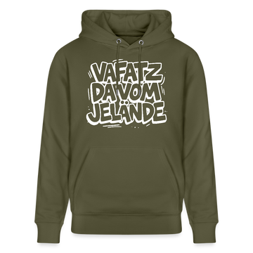 Berliner Kultspruch-VAFATZ DA VOM JELÄNDE-Unisex Bio-Hoodie - Khaki Grün