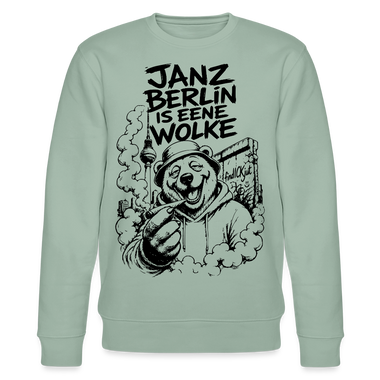 JANZ BERLIN IS EENE WOLKE-Unisex Bio-Sweatshirt - Helles Graugrün
