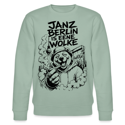 JANZ BERLIN IS EENE WOLKE-Unisex Bio-Sweatshirt - Helles Graugrün