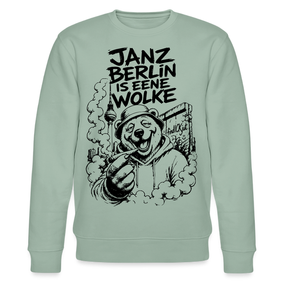 JANZ BERLIN IS EENE WOLKE-Unisex Bio-Sweatshirt - Helles Graugrün