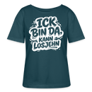 BIN DA, KANN LOSJEHN-Rundhals Frauen Bio-T-Shirt mit Berliner Schnauze - Dunkles Petrol