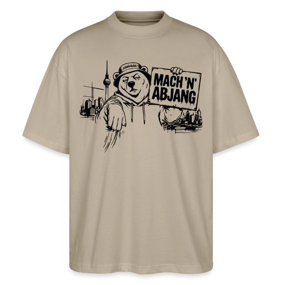 Dit ehrliche Berlin Shirt-MACH 'N ABJANG-Oversized Unisex Bio T-Shirt - Steingrau