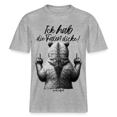 Ick hab die Faxen dicke!-Relaxed Fit Unisex Bio-T-Shirt - Grau meliert