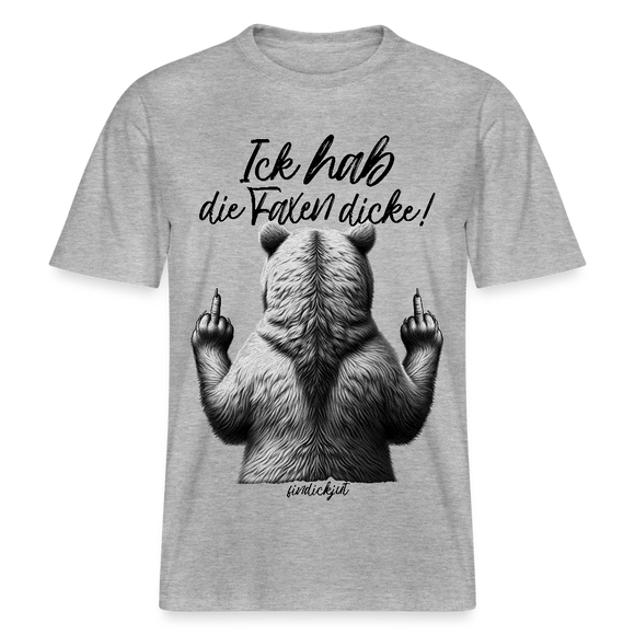 Ick hab die Faxen dicke!-Relaxed Fit Unisex Bio-T-Shirt - Grau meliert