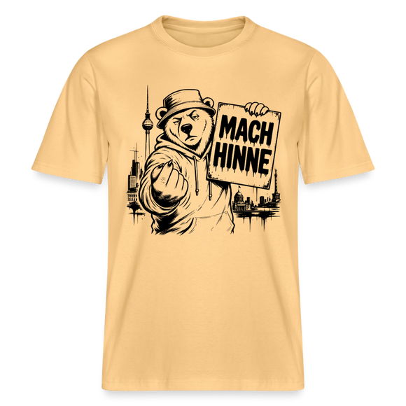 Berlin Souvenir mit Berliner Schnauze-MACH HINNE- RELAXED FIT Unisex Organic T-Shirt - Hellgelb