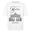 Oversized Unisex T-Shirt mit großem Berlin-Print und Illustration des Brandenburger Tors, als Frontprint- aus Bio-Baumwolle - Weiß