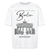 Oversized Unisex T-Shirt mit großem Berlin-Print und Illustration des Brandenburger Tors, als Frontprint- aus Bio-Baumwolle - Weiß