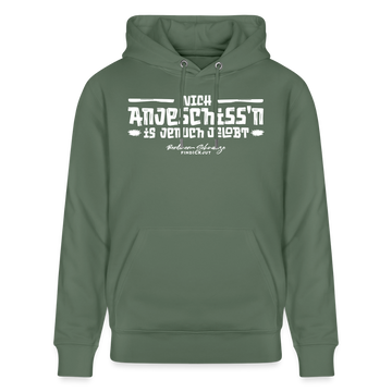 Berliner Spruch-NICH ANJESCHISSN-Unisex Bio-Hoodie mit Berliner Schnauze - Tanngrün