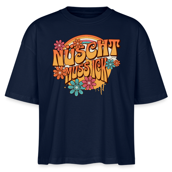 BERLINER RETRO-NÜSCHT MUSS ICK-Frauen Boxy Bio-T-Shirt - Navy