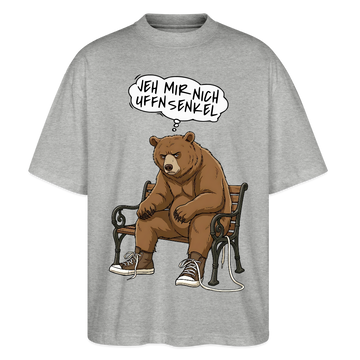 Berliner Bär und Spruch-JEH MIR NICH UFFN SENKEL-Oversized Unisex Bio T-Shirt - Grau meliert