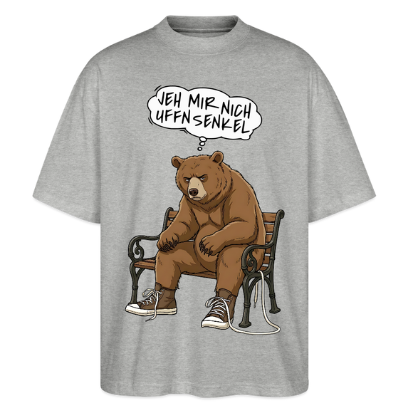 Berliner Bär und Spruch-JEH MIR NICH UFFN SENKEL-Oversized Unisex Bio T-Shirt - Grau meliert