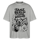 JANZ BERLIN IS EENE WOLKE-Der kiffende Berlin Bär-Oversized Unisex Bio T-Shirt - Grau meliert