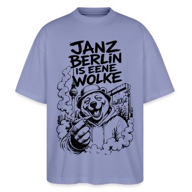 JANZ BERLIN IS EENE WOLKE-Der kiffende Berlin Bär-Oversized Unisex Bio T-Shirt - Violett