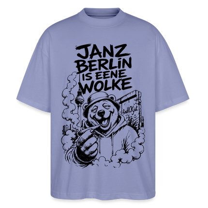 JANZ BERLIN IS EENE WOLKE-Der kiffende Berlin Bär-Oversized Unisex Bio T-Shirt - Violett