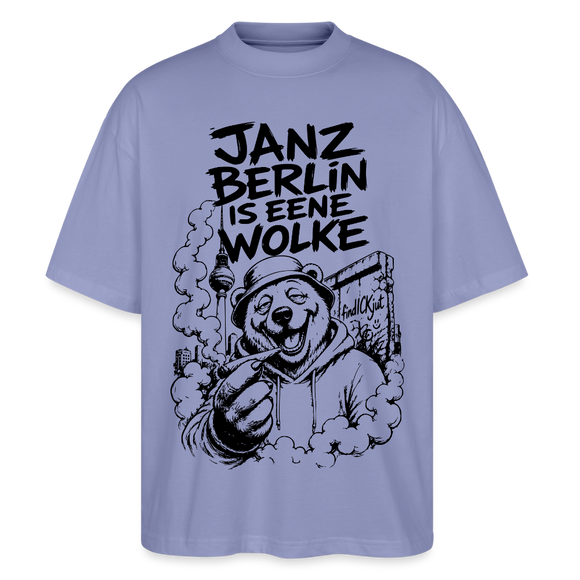 JANZ BERLIN IS EENE WOLKE-Der kiffende Berlin Bär-Oversized Unisex Bio T-Shirt - Violett