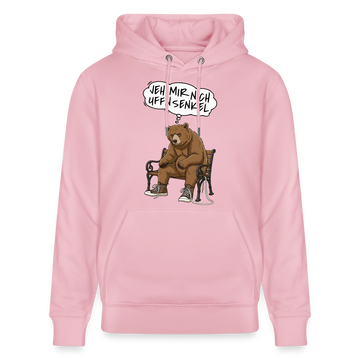 Berliner Bär mit Berliner Schnauze-JEH MIR NICH UFFN SENKEL-Unisex Bio-Hoodie - Hellrosa