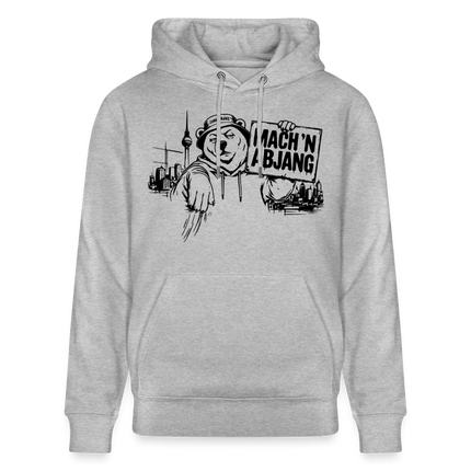 Berliner Spruch- MACH 'N ABJANG -Unisex Bio-Hoodie - Grau meliert