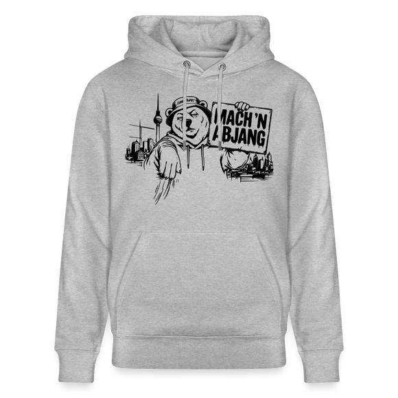 Berliner Spruch- MACH 'N ABJANG -Unisex Bio-Hoodie - Grau meliert