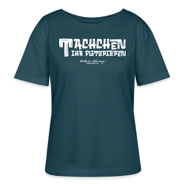 Berliner Begrüssung-TACHCHEN IHR FLITZPIEPEN-Rundhals Frauen Bio-T-Shirt - Dunkles Petrol
