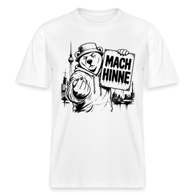 Berlin Souvenir mit Berliner Schnauze-MACH HINNE- RELAXED FIT Unisex Organic T-Shirt - Weiß