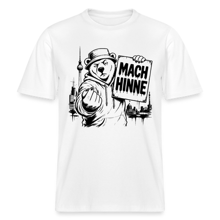 Berlin Souvenir mit Berliner Schnauze-MACH HINNE- RELAXED FIT Unisex Organic T-Shirt - Weiß