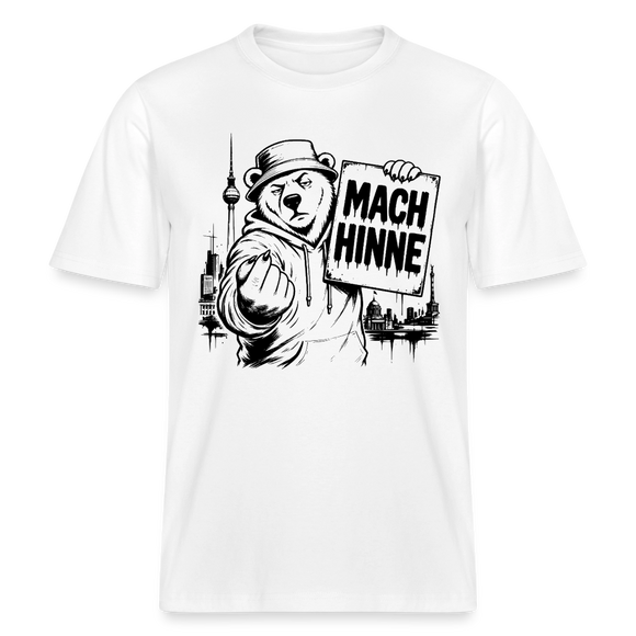 Berlin Souvenir mit Berliner Schnauze-MACH HINNE- RELAXED FIT Unisex Organic T-Shirt - Weiß