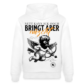 NETT KANN ICK-Unisex Bio-Hoodie-BACKPRINT - Weiß