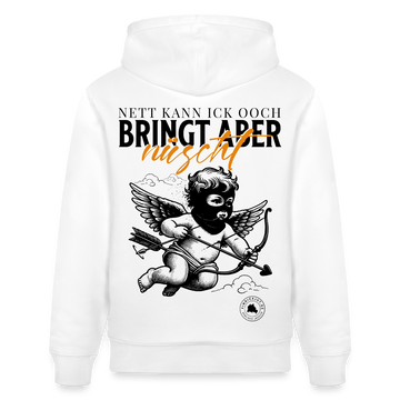 NETT KANN ICK-Unisex Bio-Hoodie-BACKPRINT - Weiß
