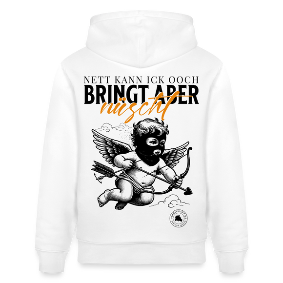 NETT KANN ICK-Unisex Bio-Hoodie-BACKPRINT - Weiß