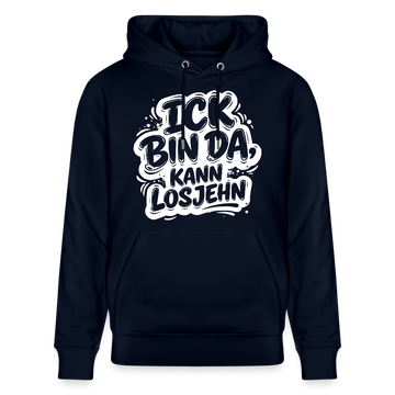 Berliner Spruch-Unisex Bio-Hoodie-BIN DA, KANN LOSJEHN - Navy